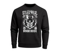 Sweatshirt Herren Steel Is Real Biker Totenkopf Rundhals-Pullover Skull Stahlhelm Born To Ride - Steel is Real schwarz XXL