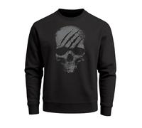 Neverless® Sweatshirt Herren Totenkopf Skull Totenschädel Skelett Print Aufdruck Rundhals-Pullover Fashion Streetwear Schwarz 5XL