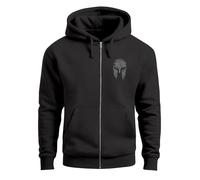 Neverless® Zip-Hoodie Herren Sparta Sweatjacke Kapuze Print Aufdruck Motiv Zipjacke Männer Fashion Streetstyle Schwarz 3XL