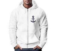 Neverless® Zip-Hoodie Herren Sweatjacke mit Kapuze Anker Logo Print Männer Fashion Streetstyle weiß 3XL