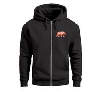 Neverless® Zip Hoodie Herren Sweatjacke mit Kapuze Print Aufdruck Motiv Zipjacke Männer Fashion Streetstyle Schwarz 4XL