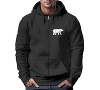 Neverless® Zip-Hoodie Sweatjacke mit Kapuze Wandern Bär Line-Art Print Aufdruck Zipjacke Männer Fashion Streetstyle Schwarz M