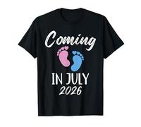 New Baby Coming In July 2026 Funny Baby Shower Boy Girl T-Shirt