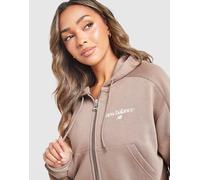 New Balance Cropped Ribbed Full-Zip Hoodie - Damen, Braun M
