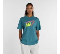 New Balance Damen Classic Tri-Logo T-Shirt in Blau, Baumwolle, Größe M