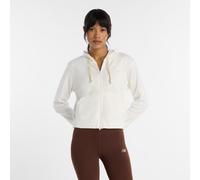 New Balance Damen Coastal Fleece Full Zip in Weiß, Baumwollfleece, Größe XL