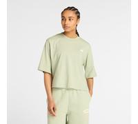 New Balance Damen Linear Heritage Relaxed T-Shirt in Grün, Baumwolljersey, Größe XL