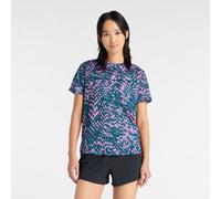 New Balance Damen London Edition RC Essential Printed T-Shirt in Rosa/Grün, Polyester, Größe S