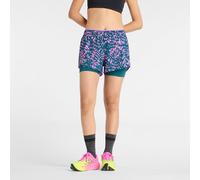 New Balance Damen London Edition RC Printed 2-in-1 3" Short in Rosa, Nylon, Größe M