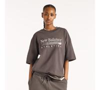 New Balance Damen Trackside Oversized T-Shirt in Grau, Baumwolljersey, Größe XL
