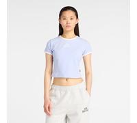 New Balance Damen Trackside Ringer T-Shirt in Violett, Baumwolljersey, Größe M