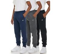 New Balance Fleece-Jogginghose für Jungen, 3er-Pack, weiche Baumwollmischung, Fleece-Jogginghose mit Taschen, athletische Passform, Größen 4-20, Charc/Navy/Black, 10-12