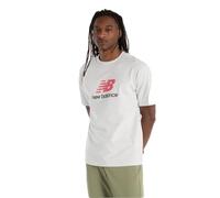 New Balance Herren Athletics Logo T-Shirt in Grau/Rot, Baumwolle, Größe 2XL