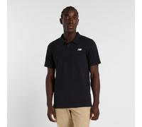 New Balance Herren Cotton Pique Polo in Schwarz/Weiß, Baumwolle, Größe L