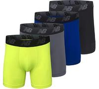 New Balance Herren Standard 12,7 cm Performance No Fly Boxershorts (4er-Pack), Schwarz/Hi-lite/Team Royal/Lead, Größe M