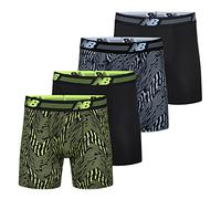 New Balance Herren Standard Performance Boxershorts, 15,2 cm, ohne Eingriff (4er-Pack), Schwarz/Azur-Druck/Schwarz/Hi-Lite Print, Größe M
