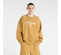 New Balance Herren Trackside Fleece Crew in Braun/Weiß, Poly Fleece, Größe XS
