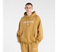 New Balance Herren Trackside Fleece Hoodie in Braun/Weiß, Poly Fleece, Größe M
