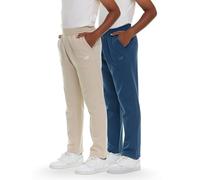 New Balance Jungen Jogginghose mit offenem Boden, 2er-Pack, weiche Baumwoll-Fleece-Mischung, zum Hineinschlüpfen, gerades Bein, Größen 37-48, Stone/Blau, 10-12