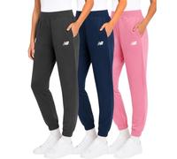 New Balance Mädchen Sweatpants 3er-Pack, weiche Baumwollmischung, Fleece-Jogginghose, 34-16, Charc/Navy/Taffy, 7-8
