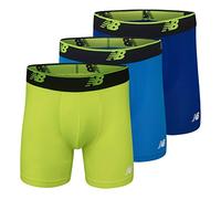 New Balance Men's Mesh 5" No Fly Boxer Brief, Athletic Compression Underwear (3-Pack), Team Royal/Hilite/Bolt, 3X-Large
