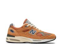 New Balance Unisex Made in UK 991v2 Grounded pastels in Orange/Grau/Blau, Wildleder/Mesh, Größe 45