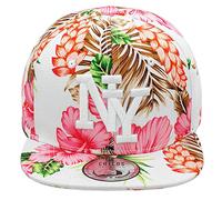New Boy Girl NY New York süße Unisex Schwester Bruder Kindercap Hai Tiger Adler Prince Kinder Cap Snapback und Mütze 50-58cm Kopfumfang (One Size, NY-Flower-Pink-Weiß)