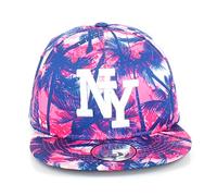 New Boy Girl NY New York süße Unisex Schwester Bruder Kindercap Hai Tiger Adler Prince Kinder Cap Snapback und Mütze 48-58cm Kopfumfang (One Size, NY-Palm-Blue-Pink)