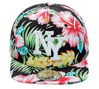 New Boy Girl NY New York süße Unisex Schwester Bruder Kindercap Hai Tiger Adler Prince Kinder Cap Snapback und Mütze 49-56cm Kopfumfang (One Size, NY-Flower-Blk-Weiß)