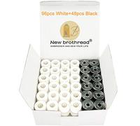New brothread 144pcs (96Weiß+48Schwarz) 60S/2 (90WT) Vorgewickelten Spulen Unterfaden Kunststoff Größe A SA156 für Stickerei und Nähmaschine Brother/Babylock/Janome/Singer/Kenmore Stickgarn Nähgarn