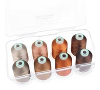 New brothread - 18 Optionen - 8 Schnappen Spulen von 1000m jeder Polyester Maschine Stickgarn mit Klarer Kunststoff Aufbewahrungsbox für Stickerei & Quilten - Different Brown