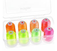 New brothread - 18 Optionen - 8 Schnappen Spulen von 1000m jeder Polyester Maschine Stickgarn mit Klarer Kunststoff Aufbewahrungsbox für Stickerei & Quilten - Neon Colour