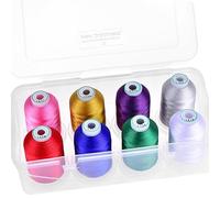 New brothread - 18 Optionen - 8 Schnappen Spulen von 1000m jeder Polyester Maschine Stickgarn mit Klarer Kunststoff Aufbewahrungsbox für Stickerei & Quilten - Christmas Colour