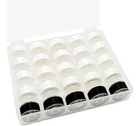 New brothread 25pcs/pack 20Weiß+5Schwarz 70D/2 (60WT) Bobbin Thread Vorgewickelten Spulen Unterfaden Kunststoff Größe A SA156 für Stickerei und Nähmaschine Brother/Babylock/Janome/Singer/Kenmore