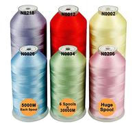 New brothread 6er Set Pastell Farben-1 Polyester Maschinen Stickgarn Riesige Spule 5000M für alle Stickmaschine