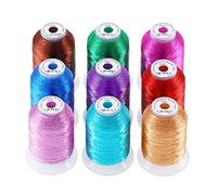 New brothread 9 Glänzende Farben Metallic Maschinen Stickgarn 500M für Computerized Stickerei und Dekoratives Nähen - Sortiment 2