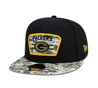 New Era 59Fifty Green Bay Packers Cap Basecap Baseballcap Flat Brim Fitted NFL-Cap (7 1/4 (57,7 cm) - schwarz)