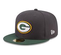 New Era 59Fifty Green Bay Packers Cap Basecap Flat Brim Baseballcap Fitted NFL-Cap Damen/Herren - mit Schirm Herbst Sommer Frühjahr Winter Frühling-Sommer Herbst-Winter - 7 1/8 (56,8 cm) anthrazit
