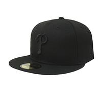 New Era 59Fifty Hat Philadelphia Phillies Black on Black Fitted Cap 11591117, Schwarz, 59 EU