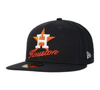 New Era 59Fifty MLB Houston Astros Cap Basecap Baseballcap Flat Brim Fitted Herren - mit Schirm Winter Herbst-Winter - 7 1/4 (57,7 cm) dunkelblau