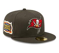 New Era 59Fifty NFL Buccaneers Side Patch Cap Basecap Baseballcap Fitted Flat Brim Tampa Bay Damen/Herren - mit Schirm, Hinten geschlossen Frühling-Sommer