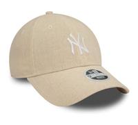 New Era 9Forty WMNS MLB Linen Yankees Cap Basecap Baseballcap Curved Brim Damencap NY York Damen - Metallschnalle, mit Schirm Sommer Frühling-Sommer - One Size beige