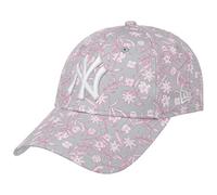 New Era 9Forty Women´s Flower NY Cap Basecap Baseballcap Curved Brim Damencap MLB York Damen - Metallschnalle, mit Schirm Herbst Sommer Frühjahr Winter Frühling-Sommer Herbst-Winter - One Size grau