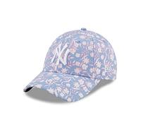 New Era 9Forty Women´s Flower NY Cap Basecap Baseballcap Curved Brim Damencap MLB York Damen - Metallschnalle, mit Schirm Herbst Sommer Frühjahr Winter Frühling-Sommer Herbst-Winter - One Size blau