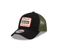 New Era A-Frame Trucker Cap verstellbar Snapback Kappe Patch Buffalo gebogener Schirm schwarz grün - One-Size