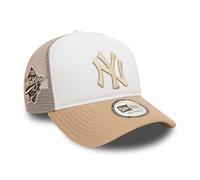 New Era Baseball Cap New York Yankees E-Frame Trucker Kappe World Series Teamlogo NY Snapback weiß beige - One-Size