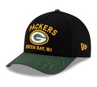 New Era Bay Packers 2025 NFL Draft 9FORTY A-Frame M-Crown verstellbare Mütze für Jugendliche, Schwarz/Grün
