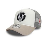 New Era Brooklyn Nets Cap NBA Basketball Truckerkappe Mesh Teamlogo Snapback weiß beige - One-Size