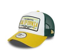 New Era California Truckercap A-Frame State Patch verstellbar Snapback Mesh Basecap weiß gelb grün - One-Size
