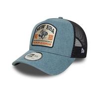 NEW ERA - Cap - Adjustable A-Frame Trucker Cap - Distressed Patch - Olive/White
